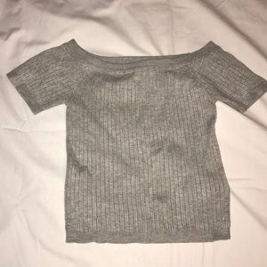 Gray knitted off the shoulder top